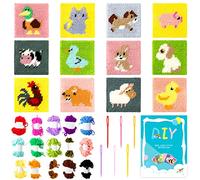 WATINC Embroidery Starter Kit for Kids Farm Animal Embroidery Stitch Practice Kit Needle Point Starter Kit Beginners Sewing Set with Instructions Stamped Beginners Cross Stitch Kits