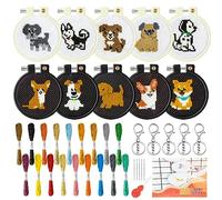 WATINC Embroidery Stitch Kit Cross Stitch Beginner Kit for Kids Stamped Cross Stitch Sewing Kit with Puppies Pattern Needle Point Starter Kit Sewing Set with Instructions 18PCS