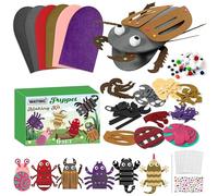 WATINC Hand Puppet Making Kit, 6PCS Creative DIY Make Your Own Pompoms Wiggle Googly Eyes Storytelling Role Play Art Craft Felt Sock Puppet Toys Party Supplies Gift for Girls Boys Insect Animals B