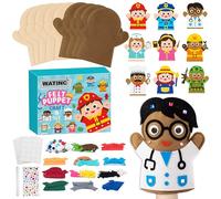 WATINC Hand Puppet Making Kit - 9 Pcs Felt Craft Kit with DIY Pompoms Googly Eyes, Make Your Own Glove Puppet Toys for Kid, Creative Craft for Storytelling Role Play, Party Favor & Gift (Career)