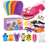 WATINC Hand Puppets for Kids Art Craft Felt Making Kit Sock Puppet Toys, Creative DIY Make Your Own Pompoms Wiggle Googly Eyes Storytelling Role Play Party Supplies Gift for Girls Boys
