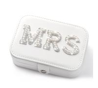 WATINC MRS Jewellery Organiser Patch PU Double Tier Box Box Girl,White