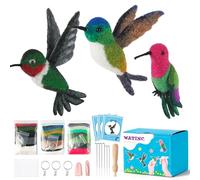 WATINC Needle Felting Kit - 3 Set Unique Different Cute Doll Wool Felt Needle Tools Foam Pad Instruction, DIY Home Decoration Craft Party Supplies for Art Work Starter Beginners (Hummingbird)