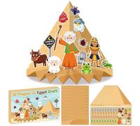 WATINC Passover Paper Craft Kit - Make Your Own Passover 10 Plagues of Egyptian Pyramids Scene Standable Diorama Crafts, DIY 3D Art Decorations for Jewish Holiday Classroom School Home Party (40Pcs