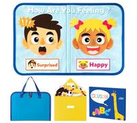 WATINC Travel Felt Board Story Set - 39PCS Portable Felt Board Educational Birthday Gift for Boys Girls, Themed Storytelling Preschool Early Learning Interactive Play Kit for Toddlers (Emotional)