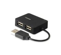 Watio Wave Hub - 4 USB 2.0 ports, mini design, black, ideal for connecting multiple devices easily and efficiently.