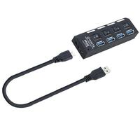 Watio Wave Hub - 4 USB 3.0 Ports with Switch, Black, Durable Material, Ideal for Expanding Connections of Electrical Devices