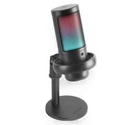Watio Wave Microphone - Professional Studio microphone with USB-a and USB-C connectivity, ADC 196khz and 24 bits, design in Black color and with lighting.