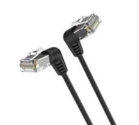 Watio Wave Network Cable - Angled Patch Cord RJ45 UTP CAT6A AWG32, 0.5 m, Colour Black, Ideal for Fast and Secure Connections*