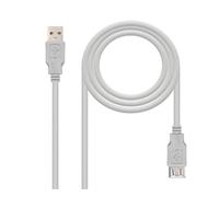Watio Wave USB Cable - USB 2.0 Male to Female Extension Cable 3m Beige Ideal for Electronic Device Connections and Data Transfer