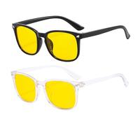 Watlikeup 2 Pcs Blue Light Blocking Glasses,Yellow Tinted Glasses,Gaming Glasses for Women Men Blue Light Filter Computer Glass for Eyes Strain,Better Sleep Anti Glare Fatigue and Eyestrain