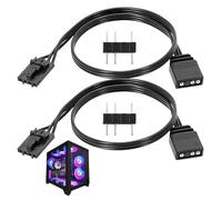 Watlikeup 25cm 5V 3 Pin ARGB Conversion Cable,2PCS 4 Pin RGB to 3 Pin ARGB Adapter Connector,ARG Female Conversion Cable for Corsair Controller Adapter QL LL120 ICUE Shenguang Sync Pirate Ship