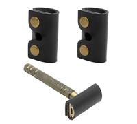 Watlikeup 2PCS Leather Safety Razor Head Cover, Double Edge Razor Protector, Travel Case, Fits Most Safety Razors, Black, Traditional Style, Leather Material, Adults, Unisex Adult