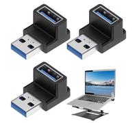 Watlikeup 3PCS USB Right Angle Adapter,90 Degree USB Type A Male to Female Coupler,Right Angle Adapter,Support 3A Charging OTG Data Transfer,Compatible with All Interface Devices