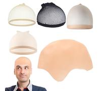 Watlikeup 5PCS Bald Cap Adult Set with Wig Net,Latex Bald Caps Set,Realistic Bald Head Cap for Role Play,Makeup,Cosplay,Bald Hat,Includes Hair Nets,for Halloween & Themed Parties