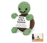 Watlikeup Emotional Support Gift,Mini Funny Positive Turtle Gifts,Handmade Crochet Animals with Positive Card,Emotional Support Plush,Positive Crochet Animals Gift for Friend Classmate Girlfriend