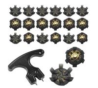 Watlikeup Golf Spikes, 20PCS Replacement M6 Tooth with Wrench, Black, Classic Style, Grass Coverage, Golf Shoe Spikes for Footjoy Adidas Skechers Nike