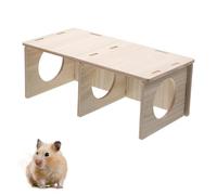 Watlikeup Hamster platform,Hamster Hiding Toys,3 Compartment Wood Pet Hide Peep Shed,Funny Small Pet Tunnel Exploring Toys,Useful Small Pets Guinea Pig Exploration Cage Accessories