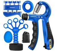 WATMAID Strength Trainer Kit (5 Pack) Hand Grip Strengthener, Finger Exerciser,Hand Extension Exerciser, Stress Relief Ball and Forearm Workout Ring for Muscle Building and Injury Recover