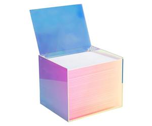 Watpot Disposable Face Towel Storage Box Compatible with Facial Towel XL, Acrylic Disposable Face Towelette Holder Container, Rainbow