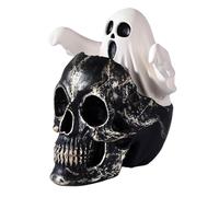 Watreketal 1. Haunting Specter Skull Resin Statue Halloween Home Office Decoration Desktop Shelf Display Unique Skeleton Specter Ornament