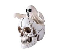 Watreketal 1. Haunting Specter Skull Resin Statue Halloween Home Office Decoration Desktop Shelf Display Unique Skeleton Specter Ornament