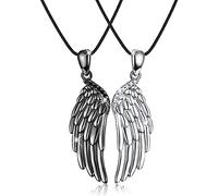 Watreketal 2 Pcs Angel Wings Couple Necklaces For Him & Her Best For Wish Clavicle Chain Feather Pendant Necklace Valentine's Day G