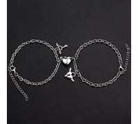 Watreketal 2pcs / Set Heart Magnet Attract Couple Love For Charm Jewelry Stainless Steel Chain Necklace Jewelry Couple Bracelets Customize