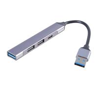 Watreketal 4 in 1 USB Hub Adapter for Type C and Devices Connect, Keyboard Phone Tablets Aluminum Alloy Multi Port USB Hub for Computers and Smartphones Portable USB Hub for Data Transfer