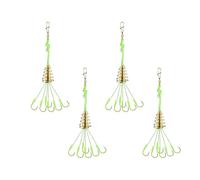 Watreketal 4Pcs Carbon Steel Fishing Explosions Hook, Spherical Feeder with Spring Lures, Anti-Hanging Hooks for Bass Explosions Hook