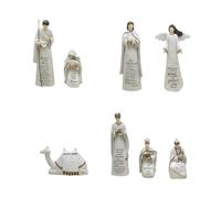 Watreketal Baby Jesuses Holy Family Statue Miniature Christmas Nativity Scene Sculpture For Xmases Indoor Home Table Holiday Decors Holy Family Resins Figurine Statue With Stable