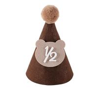 Watreketal Brown Coffee Bear Baby Birthday Hat Shower Party Decoration Pom Pom Peaked Cap Adjustable Size For 1st 2nd 3rd Years Old Birthday Party Hats