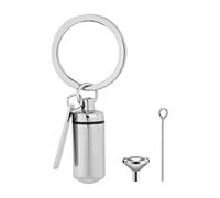Watreketal Cremation Cylinder Urn Memorial Keychain Metal Pendant Keyring Urn Container Stainless Steel Cremation Jewelry Urn Keychain for Ashes Human Personalized