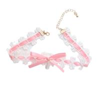 Watreketal Elegant Lace Collar Necklace Maid Neck Collar Bowknot Lace Choker Necklace Chain Choker Suitable For Cosplay And Parties Versatile Fashion Item