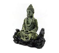 Watreketal Fish for Tank Decoration Aquarium Hideaway Worn-out Guanyin Statue Theme Resin Ornament Rock Cave Landscape Adornment Decoration Aquarium