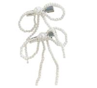 Watreketal Hair Clips,Artificial Pearls Bowknot Hair Clip Elegant Hairpin Duckbill Hairclip Barrettes for Women Side Bangs Hair Styling Clip