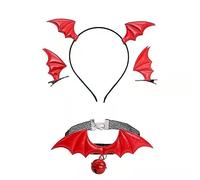 Watreketal Hair Clips,Punk Headdress Bat Wing Halloween Pair Hair Clip + Choker + Hair Hoop Devil Wing Cool Girl Bat Wing Theme