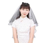 Watreketal Headband,Beads Bowknot Long Tulle Halloween Adult/Kids Veil with Fix Hair Comb for Marriage Wedding Celebration Party Headpieces