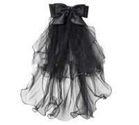 Watreketal Headband,Bowknot/Floral Trim Tulle Halloween Bridal Veil with Fix Hair Comb for Marriage Wedding Celebration Party Accessories