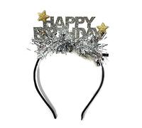 Watreketal Headband,Celebration HAPPY BIRTHDAY Hair Hoop with Tinsel Live Broadcast Hair Holder Birthday Headwear for Adult Teens Unisex