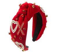 Watreketal Headband,Christmas Knotted Headband Rhinestones Embellished Hairband Wide Top Twist Headbands Headwear Hair Accessory for Women