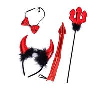 Watreketal Headband,Cosplay Devil Horn Hair Hoop&Tail&Bowtie Woman Teens Makeup Headband for Live Broadcast Cartoon Carnivals Hair Accessory