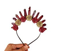 Watreketal Headband,FauxRaw Crystal Tiaras Hairhoop Elegant Rose Flower Headband Vintage Headband Birthday Party Headdress Bride Crownpiece