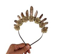 Watreketal Headband,FauxRaw Crystal Tiaras Hairhoop Elegant Rose Flower Headband Vintage Headband Birthday Party Headdress Bride Crownpiece