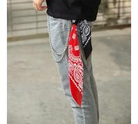 Watreketal Headband,Hip Hop Bandana with Double Layer Waist Metal Wallet Chain Set Contrast Color Square Headscarf Rock Punk Keychain Pants Belt Accessories