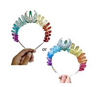 Watreketal Headband,Multicolor Rainbow for Headband with Metal Hollow Out Antique Moon Hair Accessories Witch Holiday Party Headdress