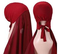 Watreketal Headband,New Popular Pearl Solid Color Heavy Hijab With Bonnet Elastic Rope Use Shawls Veil for Head Covering