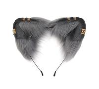 Watreketal Headband,Punk Cat Ear Shape Headband with Golden Ear Studded Decors Hair Hoop Adult Cosplay Live Broadcast Party Headpiece