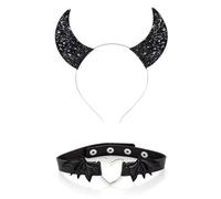 Watreketal Headband,Punk Headdress Bat Wing Halloween Hair Hoop +Choker Devil Wing Cool Girl Bat Wing Theme Accessories