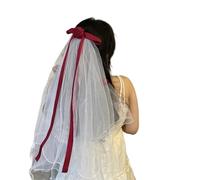 Watreketal Headband,Rose/Pearl/Bowknot Tulle Marriage Bridal Veil with Fix Hair Clip for Marriage Christmas Celebration Party Accessories